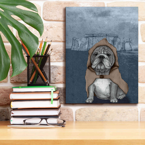 Image of 'English Bulldog with Stonehenge' by Barruf Giclee Canvas Wall Art,12x16