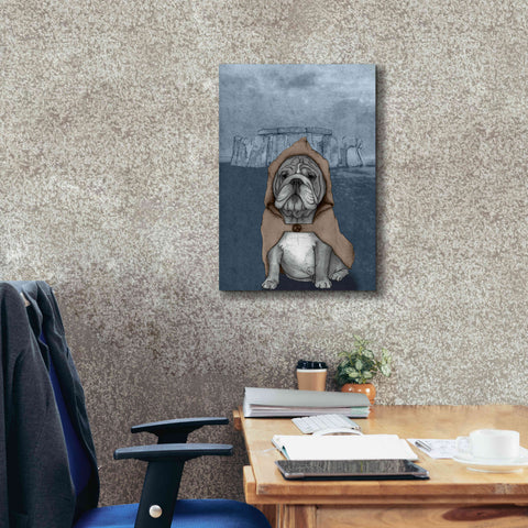 Image of 'English Bulldog with Stonehenge' by Barruf Giclee Canvas Wall Art,18x26