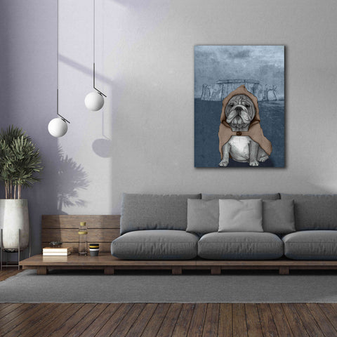 Image of 'English Bulldog with Stonehenge' by Barruf Giclee Canvas Wall Art,40x54