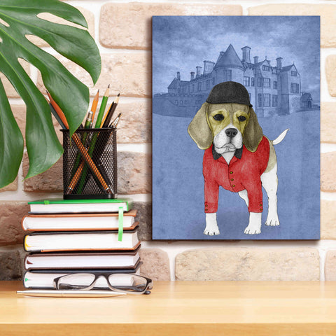 Image of 'Beagle with Beaulieu Palace' by Barruf Giclee Canvas Wall Art,12x16