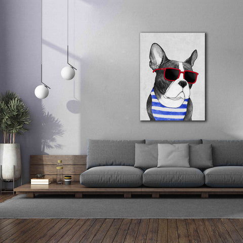 Image of 'Frenchie Summer Style' by Barruf Giclee Canvas Wall Art,40x54