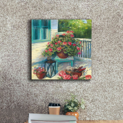 Image of 'Porch Geraniums' by Carol Rowan, Giclee Canvas Wall Art,18x18