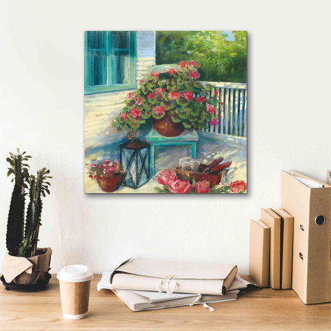 Image of 'Porch Geraniums' by Carol Rowan, Giclee Canvas Wall Art,18x18