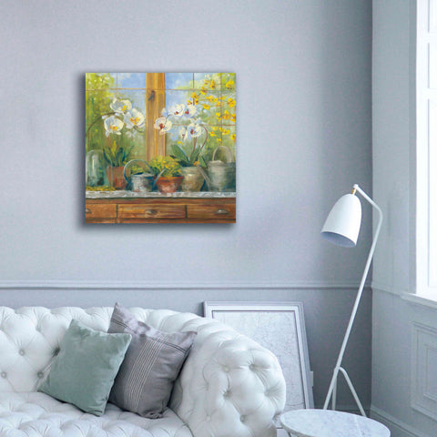 Image of 'Gardeners Table Orchids' by Carol Rowan, Giclee Canvas Wall Art,37x37