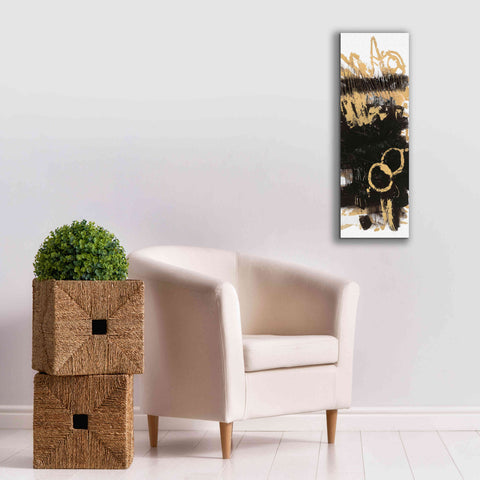 Image of 'Gold And Black Abstract Panel II' by Mike Schick, Giclee Canvas Wall Art,12x36