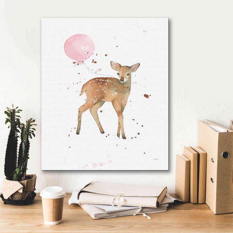 Image of 'Festive Fawn Pink Balloon' by Katrina Pete, Giclee Canvas Wall Art,20x24
