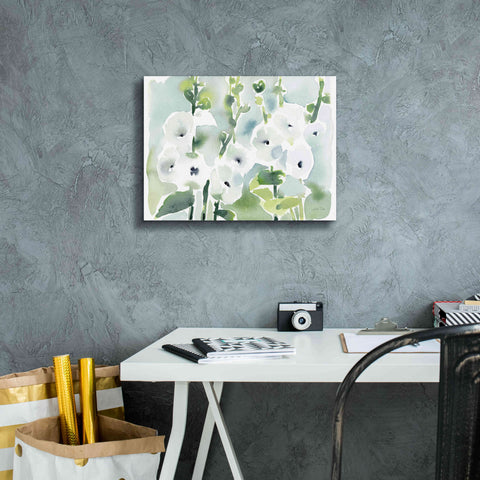 Image of 'White Hollyhocks' by Katrina Pete, Giclee Canvas Wall Art,16x12
