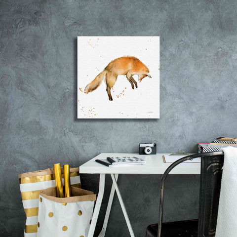 Image of 'Jumping Fox' by Katrina Pete, Giclee Canvas Wall Art,18x18