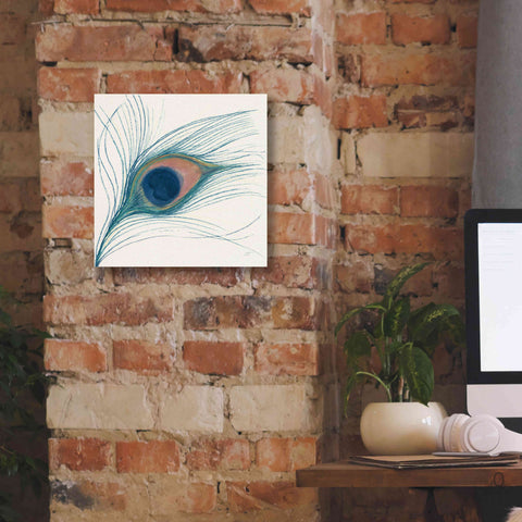 Image of 'Peacock Feather I Blue' by Miranda Thomas, Giclee Canvas Wall Art,12x12