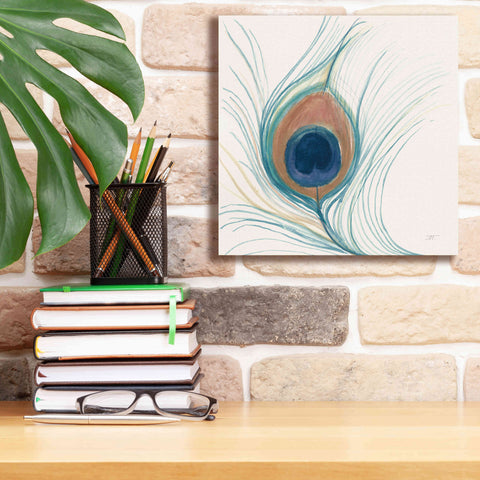 Image of 'Peacock Feather II Blue' by Miranda Thomas, Giclee Canvas Wall Art,12x12