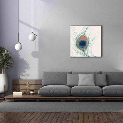 Image of 'Peacock Feather II Blue' by Miranda Thomas, Giclee Canvas Wall Art,37x37