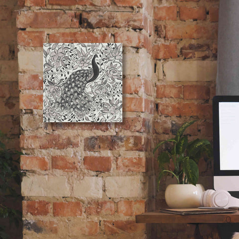 Image of 'Peacock Garden III BW' by Miranda Thomas, Giclee Canvas Wall Art,12x12