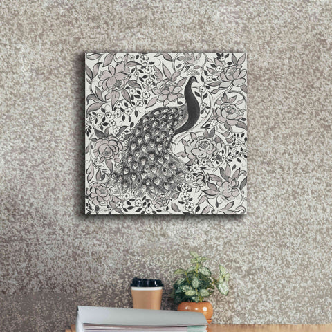 Image of 'Peacock Garden III BW' by Miranda Thomas, Giclee Canvas Wall Art,18x18