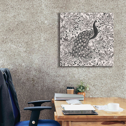 Image of 'Peacock Garden III BW' by Miranda Thomas, Giclee Canvas Wall Art,26x26