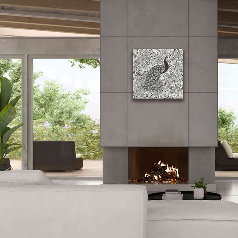 Image of 'Peacock Garden III BW' by Miranda Thomas, Giclee Canvas Wall Art,26x26