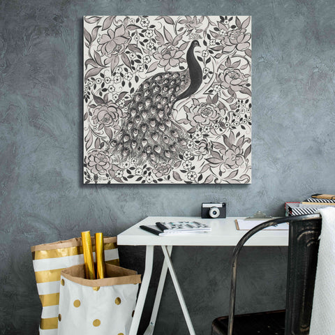 Image of 'Peacock Garden III BW' by Miranda Thomas, Giclee Canvas Wall Art,26x26