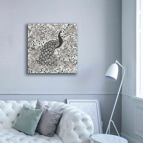 Image of 'Peacock Garden III BW' by Miranda Thomas, Giclee Canvas Wall Art,37x37