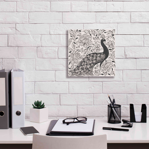 Image of 'Peacock Garden IV BW' by Miranda Thomas, Giclee Canvas Wall Art,12x12