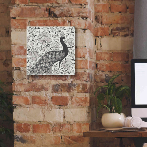 Image of 'Peacock Garden IV BW' by Miranda Thomas, Giclee Canvas Wall Art,12x12