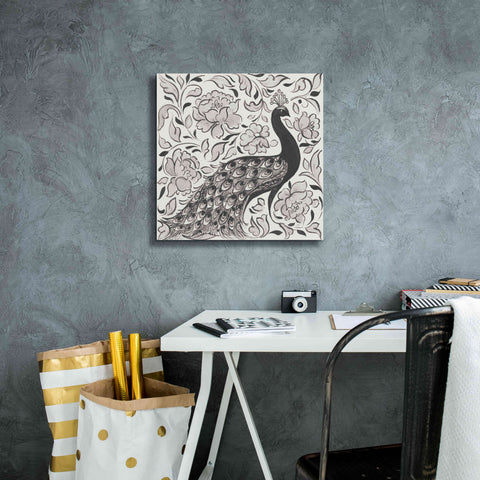 Image of 'Peacock Garden IV BW' by Miranda Thomas, Giclee Canvas Wall Art,18x18