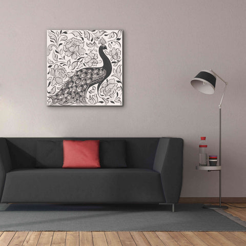 Image of 'Peacock Garden IV BW' by Miranda Thomas, Giclee Canvas Wall Art,37x37