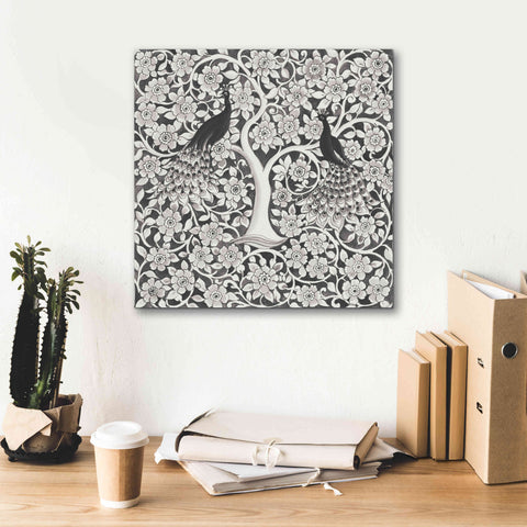 Image of 'Peacock Garden VII BW' by Miranda Thomas, Giclee Canvas Wall Art,18x18