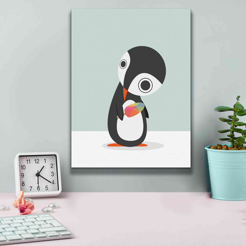 Image of 'Pingu Loves Ice Cream' by Volkan Dalyan, Giclee Canvas Wall Art,12x16