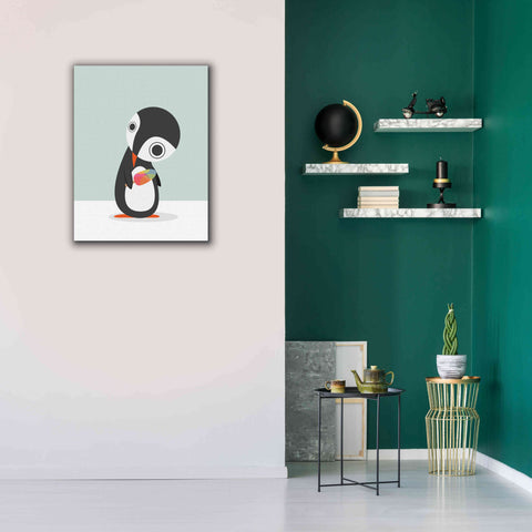 Image of 'Pingu Loves Ice Cream' by Volkan Dalyan, Giclee Canvas Wall Art,26x34