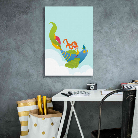 Image of 'Bird and Girl' by Volkan Dalyan, Giclee Canvas Wall Art,18x26