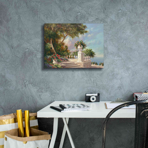 Image of 'Balcony at Lake Como' by Art Fronckowiak, Giclee Canvas Wall Art,16x12
