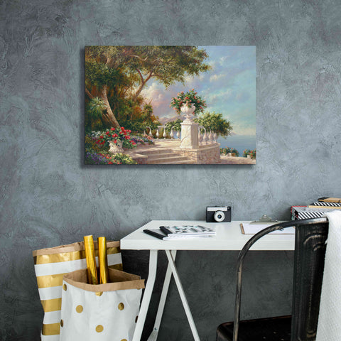 Image of 'Balcony at Lake Como' by Art Fronckowiak, Giclee Canvas Wall Art,26x18