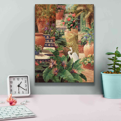 Image of 'Floral Fractal with Egret' by Art Fronckowiak, Giclee Canvas Wall Art,12x16