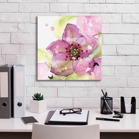 Image of 'Pink Flower in the Snow' by Dawn Derman, Giclee Canvas Wall Art,18x18