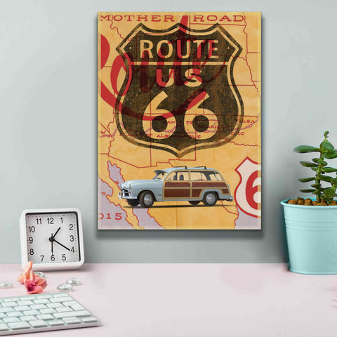 Image of 'Route 66 Vintage Postcard' by Edward M. Fielding, Giclee Canvas Wall Art,12x16