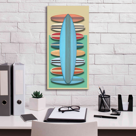 Image of 'Surfboards - Red' by Edward M. Fielding, Giclee Canvas Wall Art,12x24