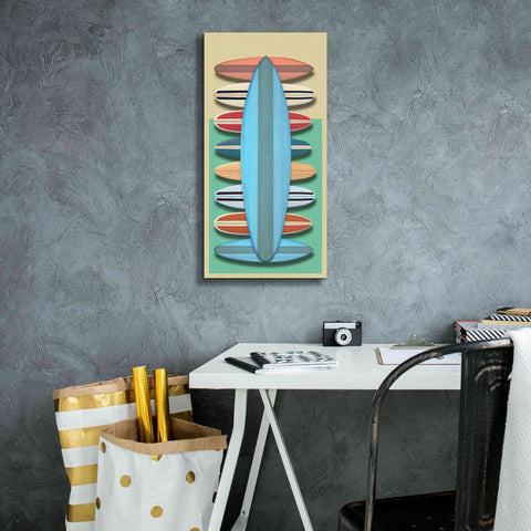 Image of 'Surfboards - Red' by Edward M. Fielding, Giclee Canvas Wall Art,12x24