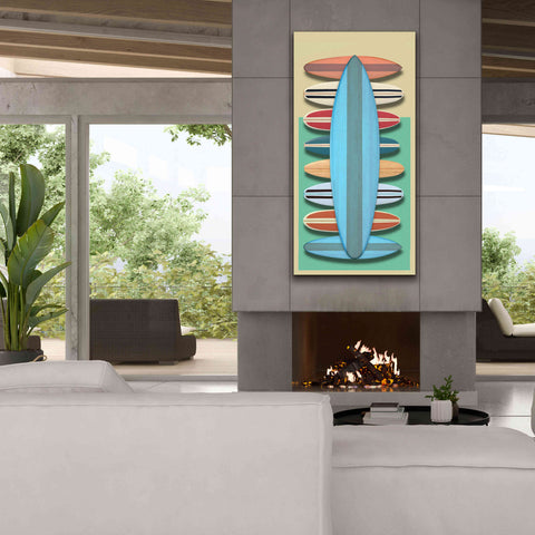 Image of 'Surfboards - Red' by Edward M. Fielding, Giclee Canvas Wall Art,30x60