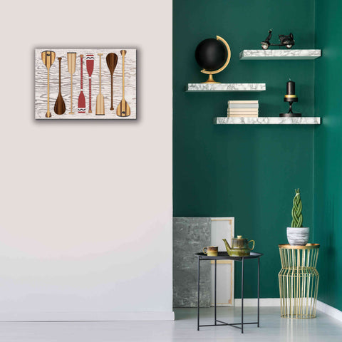 Image of 'Canoe Paddles & Oar' by Edward M. Fielding, Giclee Canvas Wall Art,26x18