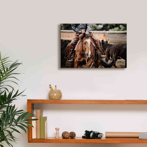 Image of 'Cutting Horse' by Lisa Dearing, Giclee Canvas Wall Art,18x12