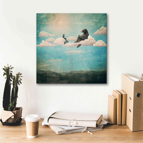 Image of 'Tea Time With Ala The Bear' by Paula Belle Flores, Giclee Canvas Wall Art,18 x 18
