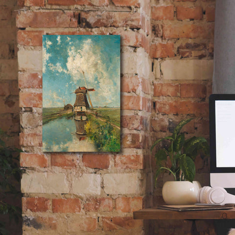 Image of 'A Windmill on a Polder Waterway c. 1889' by Gabriel, Giclee Canvas Wall Art,12 x 18
