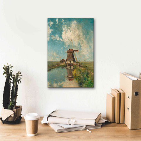 Image of 'A Windmill on a Polder Waterway c. 1889' by Gabriel, Giclee Canvas Wall Art,12 x 18