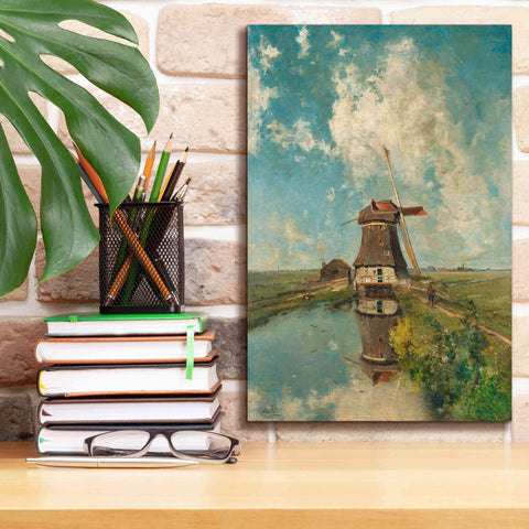 Image of 'A Windmill on a Polder Waterway c. 1889' by Gabriel, Giclee Canvas Wall Art,12 x 18