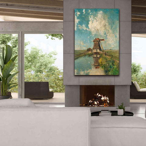 Image of 'A Windmill on a Polder Waterway c. 1889' by Gabriel, Giclee Canvas Wall Art,40 x 60