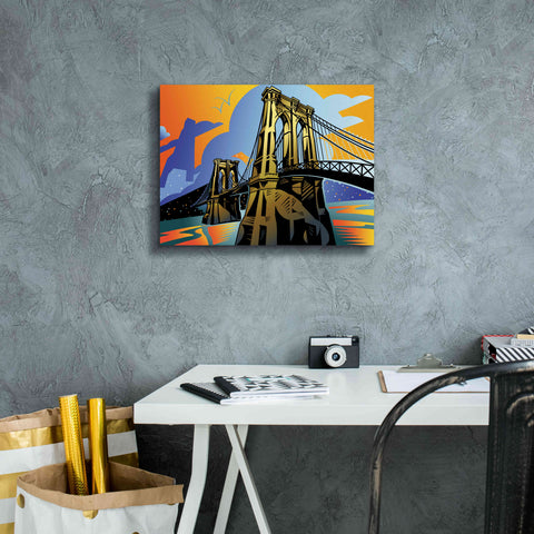 Image of 'Brooklyn Bridge' by David Chestnutt, Giclee Canvas Wall Art,16 x 12