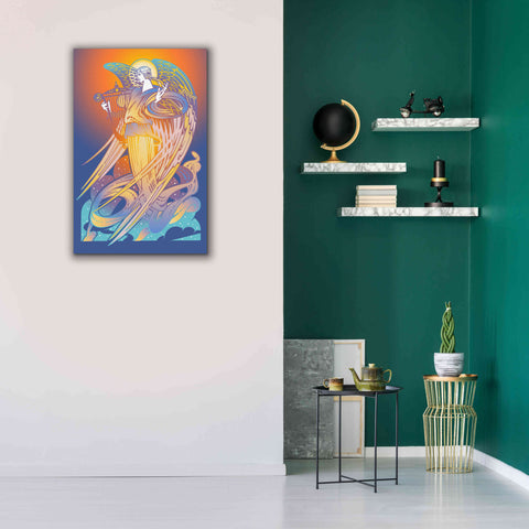 Image of 'New Angel With Harp' by David Chestnutt, Giclee Canvas Wall Art,26 x 40