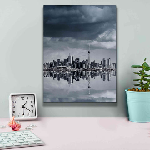 Image of 'Toronto Skyline From Colonel Samuel Smith Park Reflection No 1' by Brian Carson, Giclee Canvas Wall Art,12 x 16