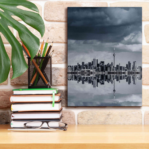 Image of 'Toronto Skyline From Colonel Samuel Smith Park Reflection No 1' by Brian Carson, Giclee Canvas Wall Art,12 x 16