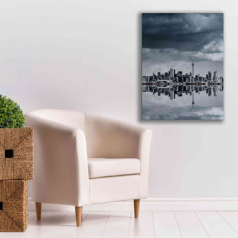 Image of 'Toronto Skyline From Colonel Samuel Smith Park Reflection No 1' by Brian Carson, Giclee Canvas Wall Art,26 x 34