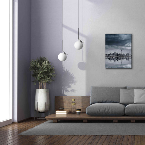 Image of 'Toronto Skyline From Colonel Samuel Smith Park Reflection No 1' by Brian Carson, Giclee Canvas Wall Art,26 x 34